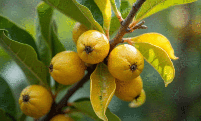 Branche de citronnier malade avec feuilles jaunes et tachetées