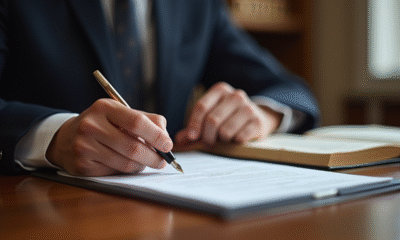 Espace de travail d'avocat bien éclairé avec documents et livres