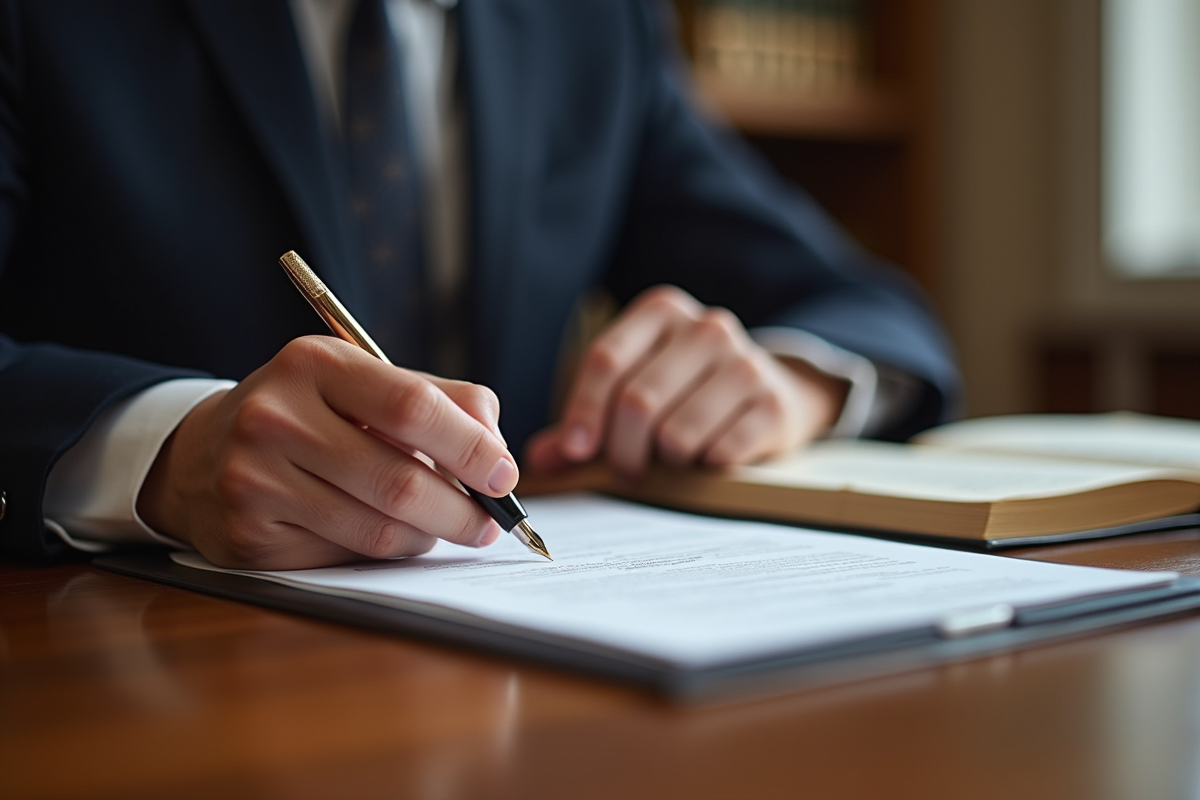 Espace de travail d'avocat bien éclairé avec documents et livres