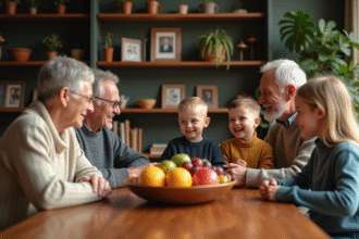 Famille multigenerations autour d'un repas convivial