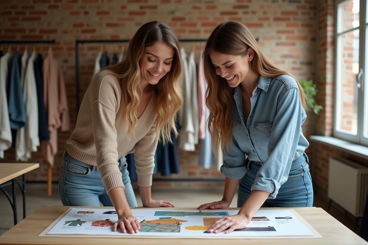 Deux femmes en mode créatif autour d'un moodboard
