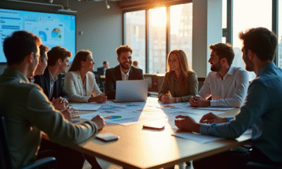 Groupe de professionnels collaborant dans un bureau moderne