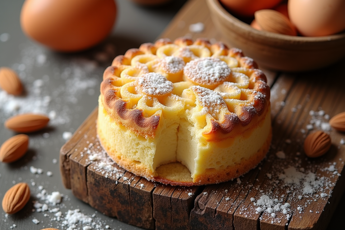 Tranches de joconde avec ingredients autour sur une table en bois