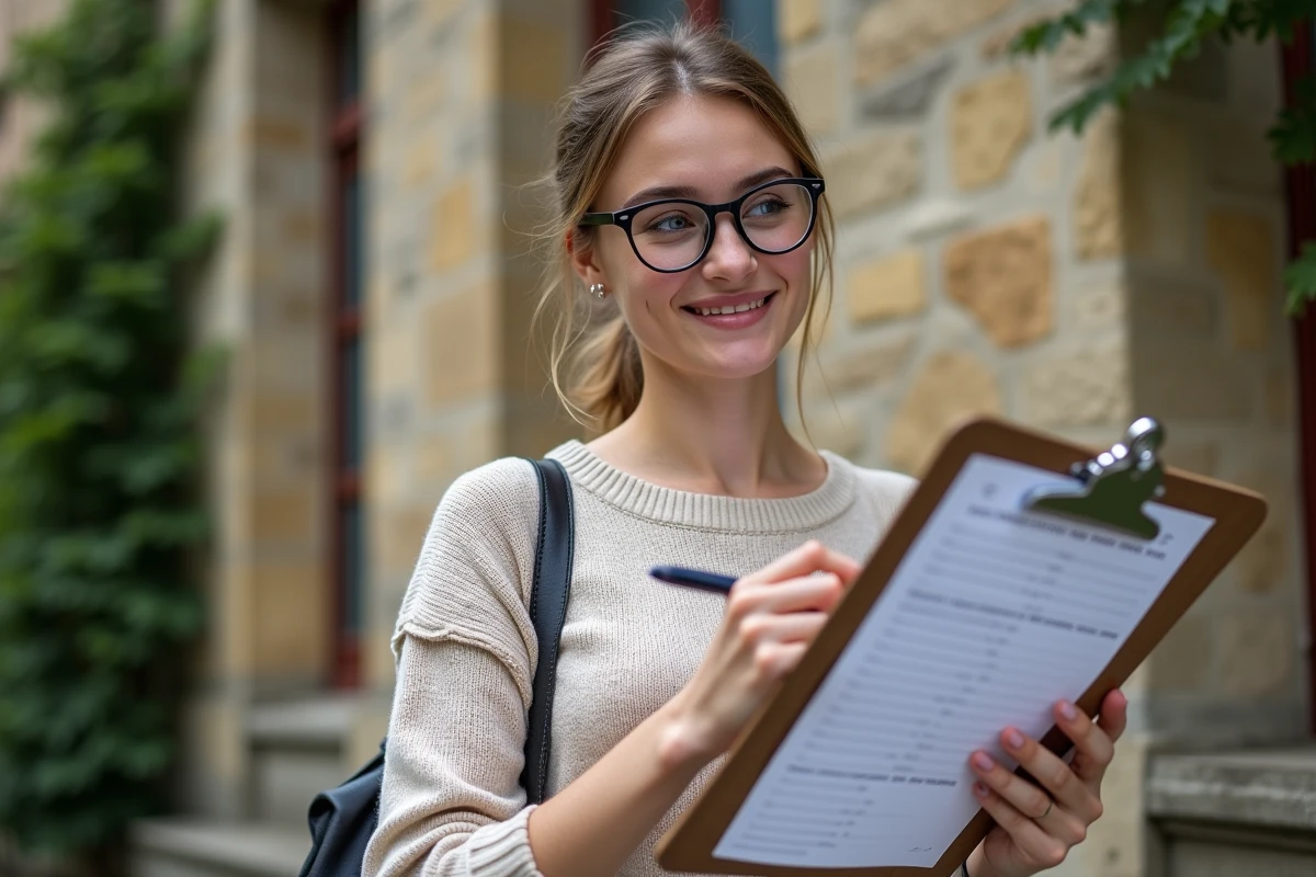 Jeune femme regardant la liste des étoiles en extérieur
