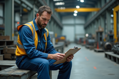 Ouvrier industriel en tenue de sécurité dans une usine