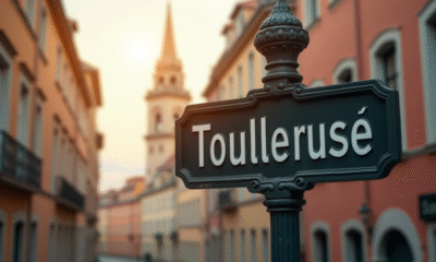 Panneau de rue à Toulouse avec code postal en matinée