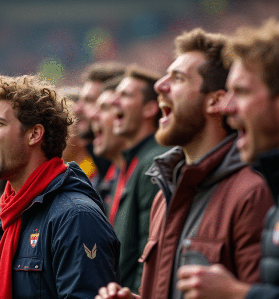 Supporters passionnes de football dans un stade animé