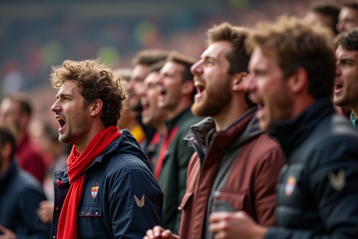Supporters passionnes de football dans un stade animé